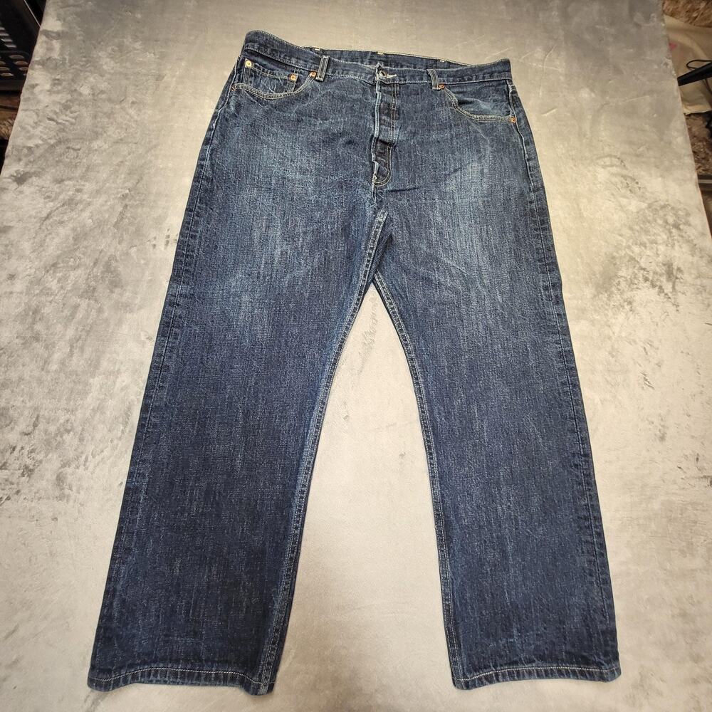 Levis 501 Jeans Mens 38x27 Blue Straight Leg Button Fly Denim Classic Mid Wash